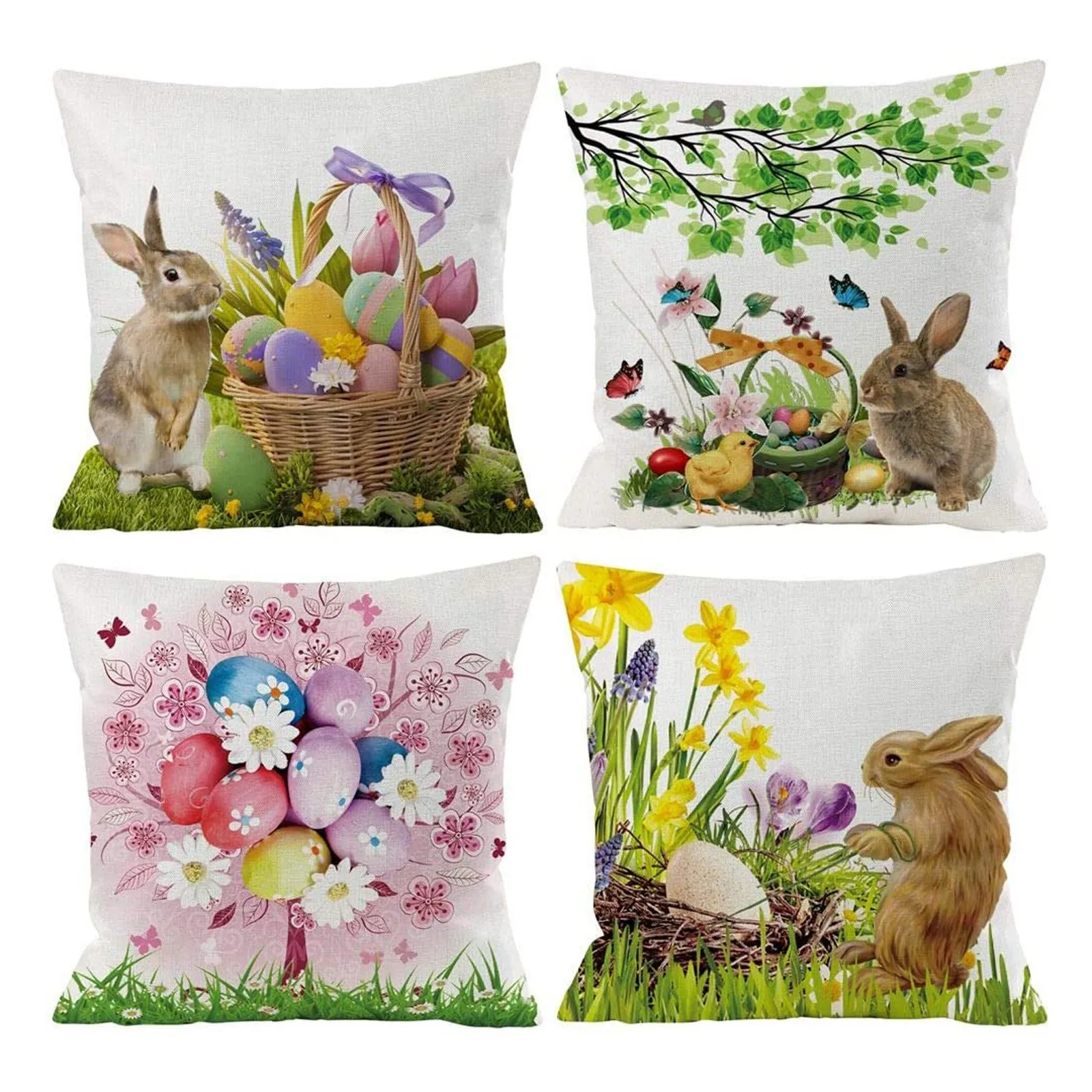 Easter Print Pillow Cases Linen Sofa Cushion Cover Home Decor Textiles Dreamlike Family Gift | Дом и сад