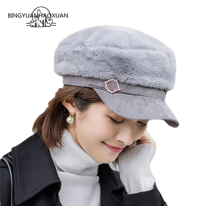 Женская меховая шапка в стиле милитари теплая уличная Кепка из искусственного