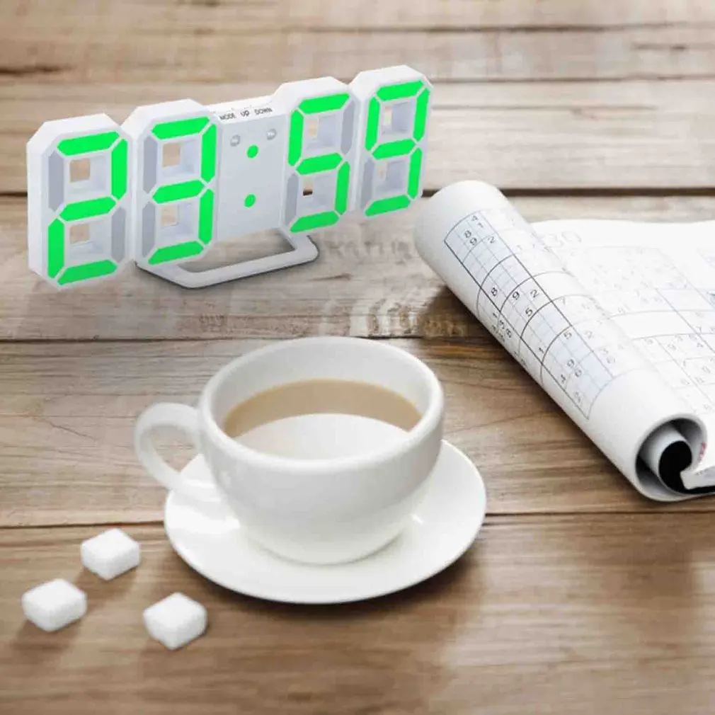 

Wall-mounted Alarm Clock Digital Watch Electronic Function Table Clock Calendar Thermometer LED Display Room Office Decoration