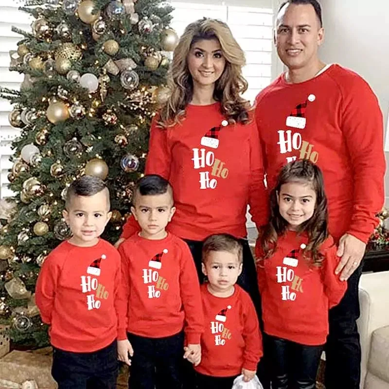 

Family Christmas Sweaters Father Mother Daughter Son Matching Outfits Look New Year hoodies Clothing Mommy and me Clothes