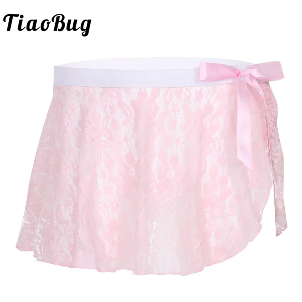 Мужская Полупрозрачная кружевная мини юбка со средней посадкой и разрезом по