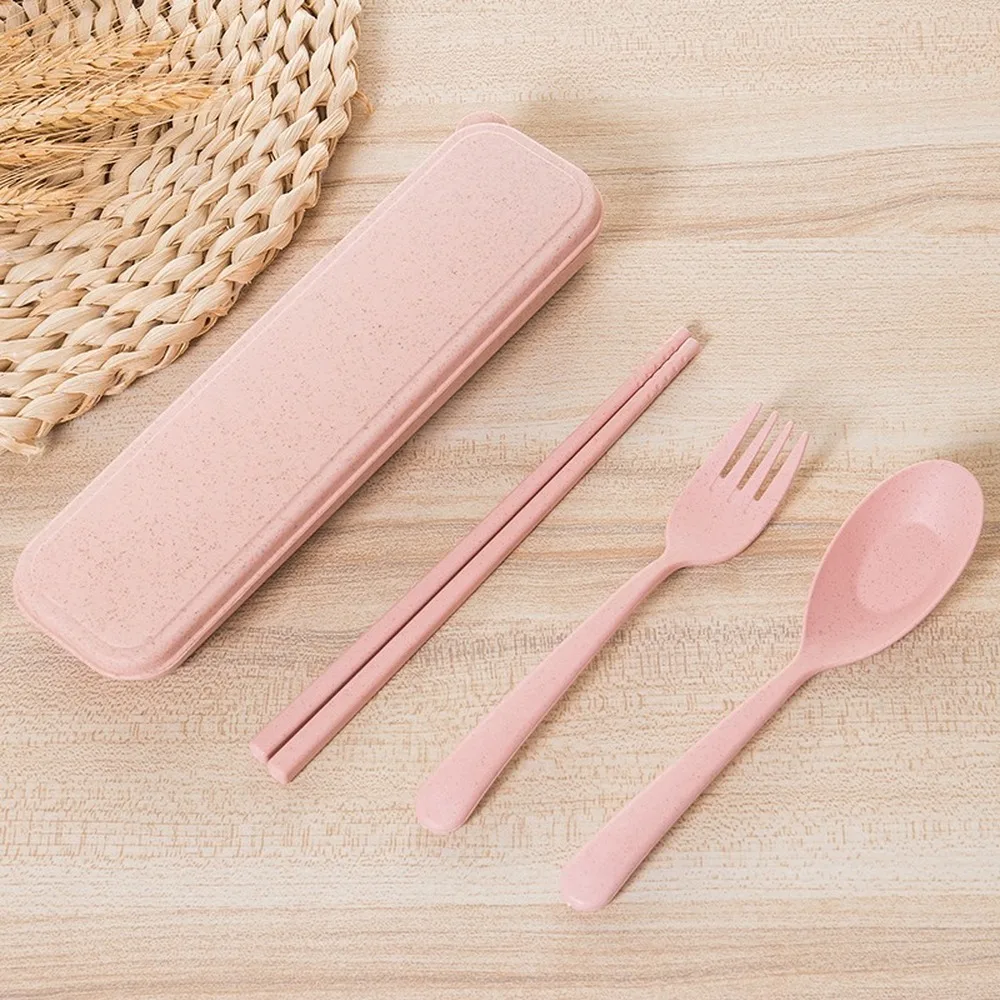 

3 Pcs/set Simple Style Children Kids Baby Chopsticks Spoon Fork Set with Protect Box Tableware Promotional Gifts
