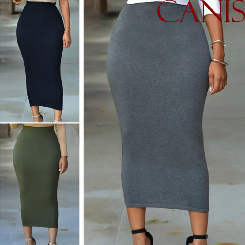 Модная женская Повседневная тонкая юбка с завышенной талией мусульманская