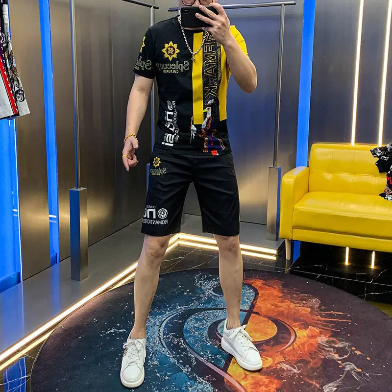

2021 men's casual suit new summer students Korean version of hot drill handsome men's suit