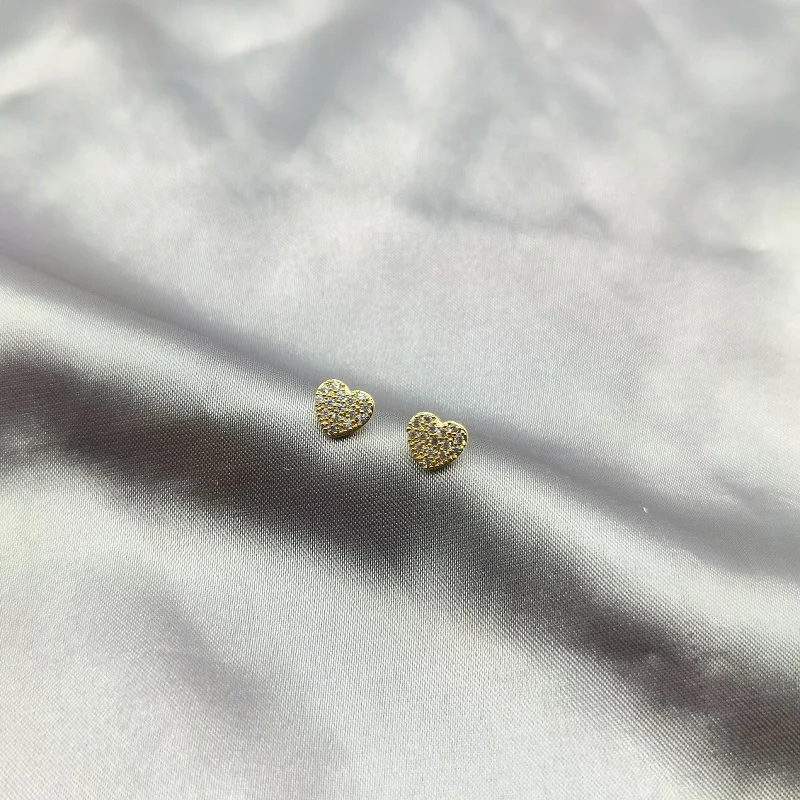 

Sweet Heart Stud Earring Plated 14K Gold Zircon S925 Silver Needle Earrings Jewelry Accessories For Women Personalized Gift 2021