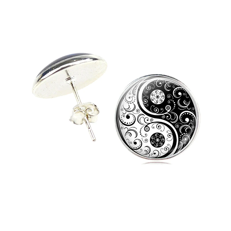 Женские серьги гвоздики с кабошоном 12 мм|Серьги-гвоздики| |