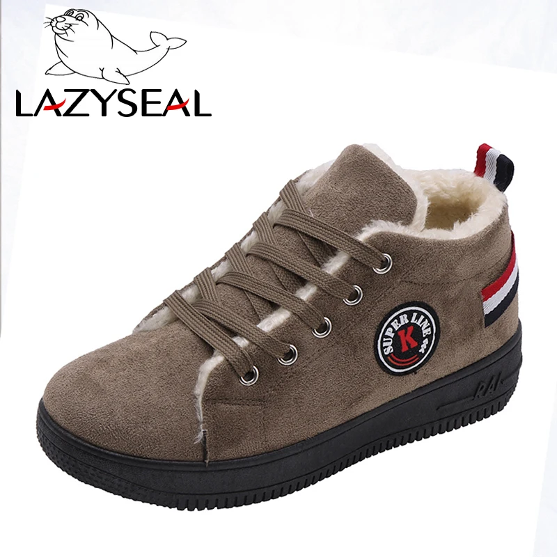 Женские зимние ботинки LazySeal Plulsh коллекция 2019 года модные на шнуровке из