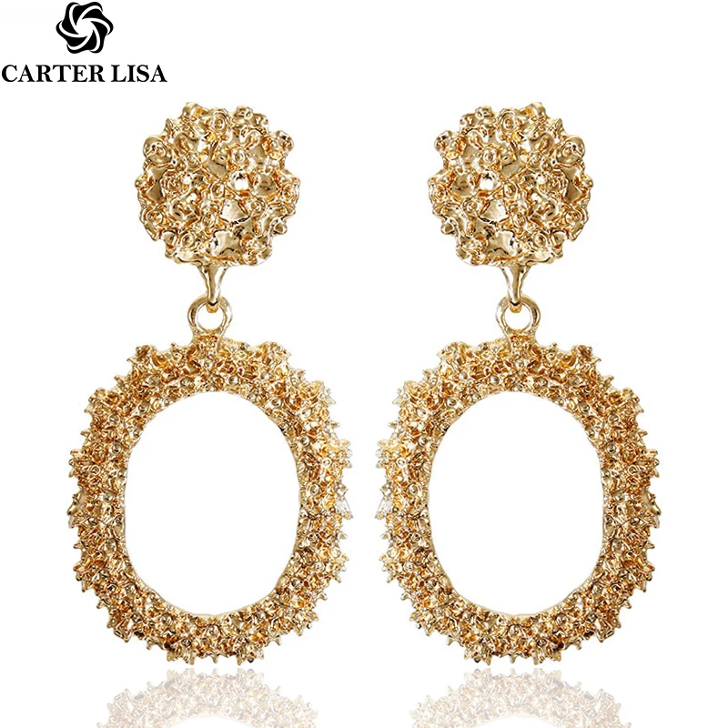 CARTER LISA горячая Распродажа Геометрическая круглая капля серьга трендовые золотые