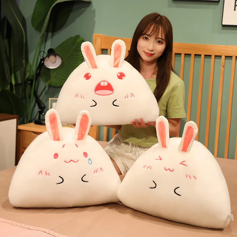 

Cute rice ball rabbit pillow plush toy lunch break pillow bedside doll creative funny accompany sleep with birthday gifts