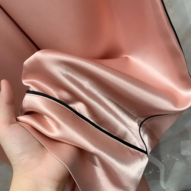 

2021 Early Spring New Sweet Polyester Two Piece Set Long Sleeve Warm Coat+ Casual Elastic Trousers Pink Pajamas Suit For Ladies