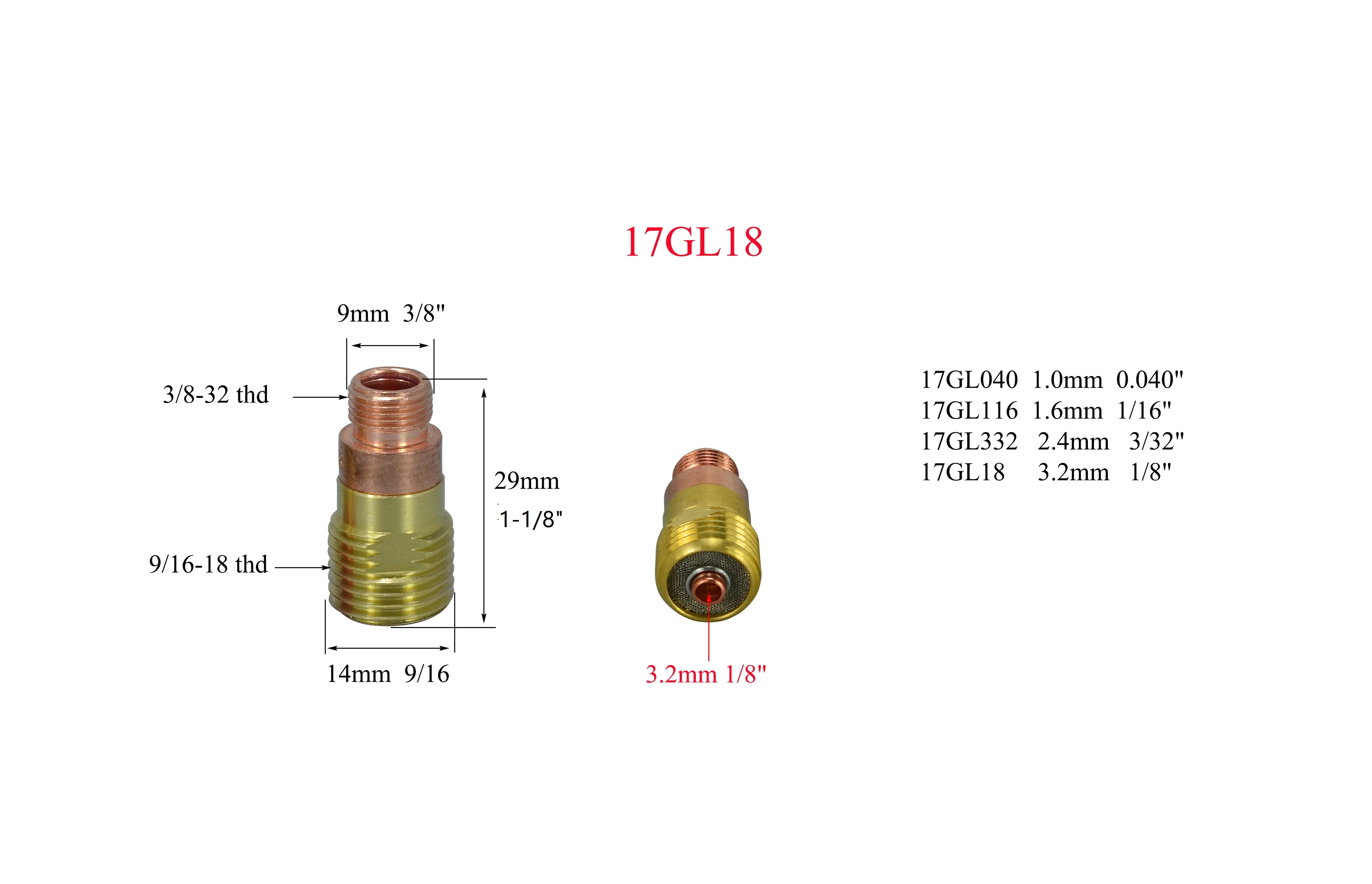 Комплект газовых линз TIG короткая 17GL040 17GL116 17GL332 17GL18 подходит для сварофонарь PTA DB SR