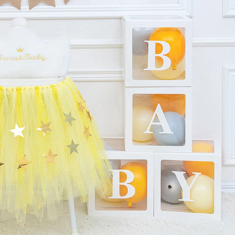 

4PCS Transparent Balloon Box BirthDay Surprise Box Proposal Advertisement Party Arrangement Net Red Baby Letter Love Box 054