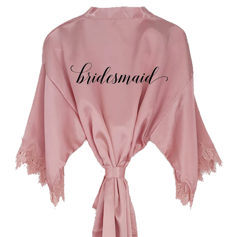 

sexy bride lace robe rose gold satin short Lace Bridal Robe bridesmaid gift wedding party dressing gown kimono robes