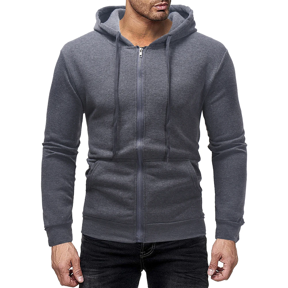 

Men's European and American simple basic hooded cardigan sweater Euro code 7-color sweater