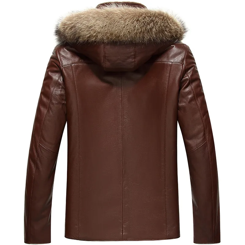 

Genuine Leather Men's Wool Liner Short Winter Jacket Men Raccoon Fur Collar Sheepskin Coat LSY080033 MY1156