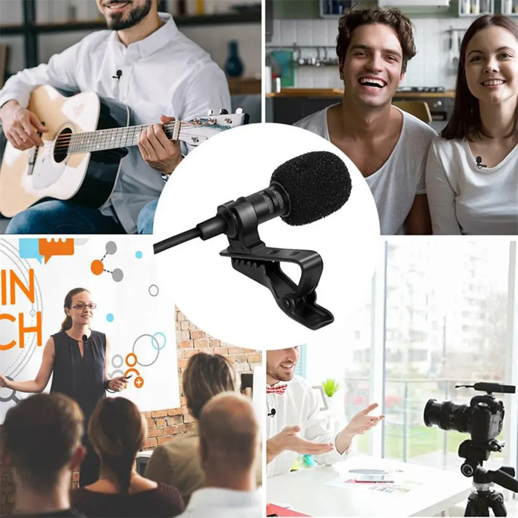 

Portable USB Mini Microphone 1.5m Lapel Lavalier Mic Clip-on External Buttonhole Microphones For Computer Recording Chat