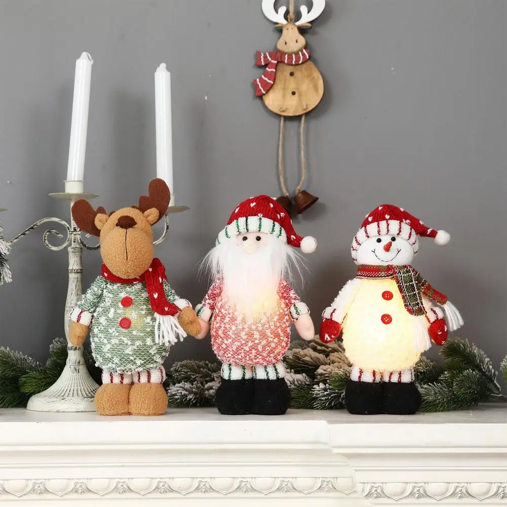 

Santa Claus Christmas Doll With LED Lights Merry Christmas Decorations For Home Elk Christmas Ornaments Xmas Gifts Navidad 2022