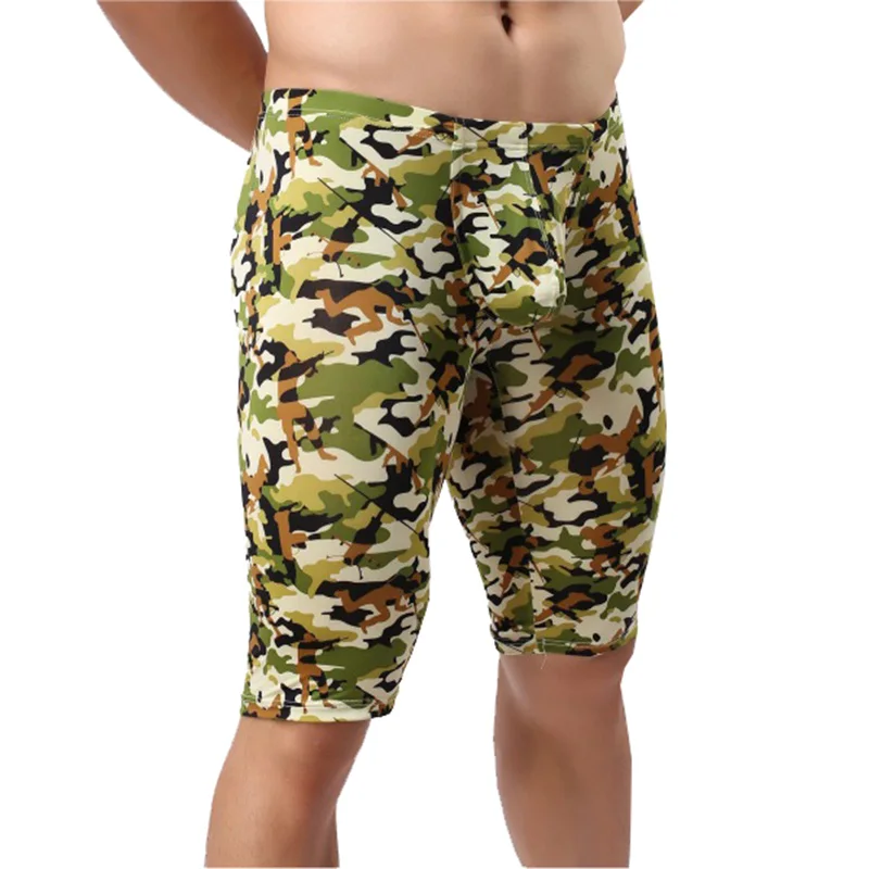 Мужские камуфляжные трусы для сна нижнее белье боксеры сексуальные пениса