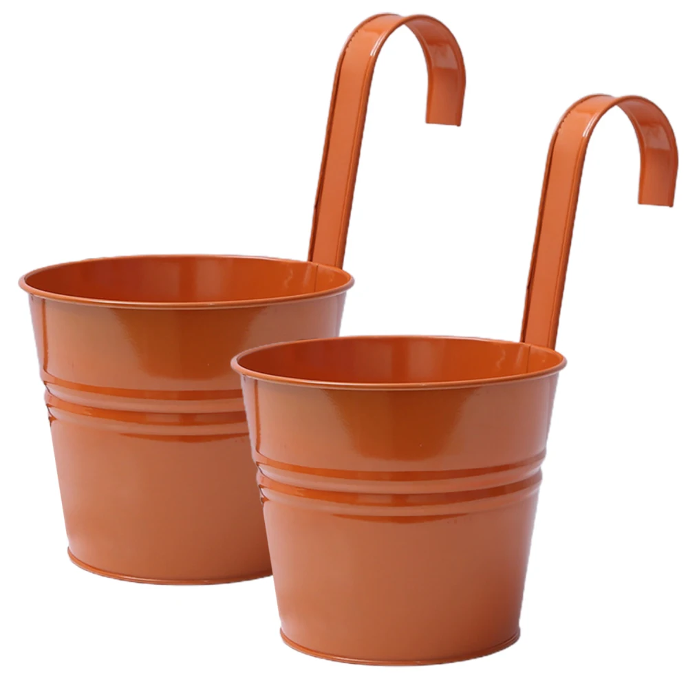 

Flower Pot Vase Bucket Planter UV Protection. Colorful Metal Iron Railing Fence 12 PCS 17cm Balcony Garden Home Decoration