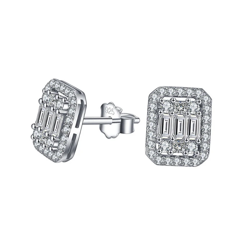 

ANZIW Fashion 925 Sterling Silver Halo CZ Stud Earring Silver Stud Earring Women Engagement Wedding Party Jewery Earrings Gifts