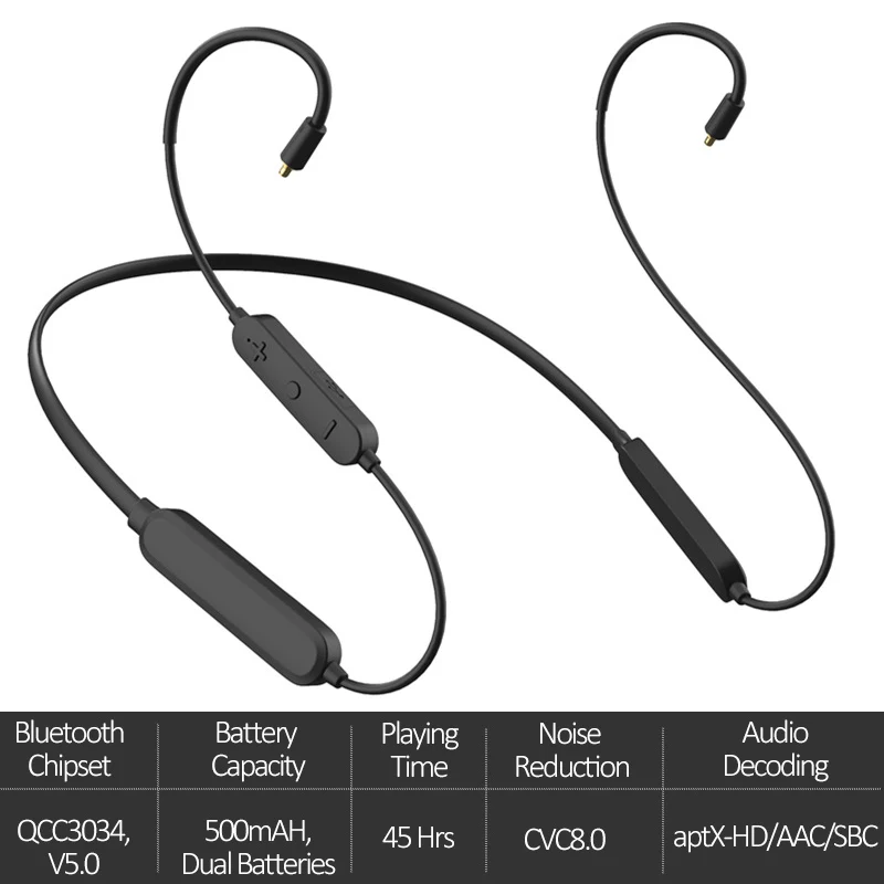 

MMCX 2Pin 0.78mm A2DC Upgrade Earphone Cable Bluetooth V5.0 Balanced Headset Audio Cable for SE315 SE425 QCC3034 High-End Chip
