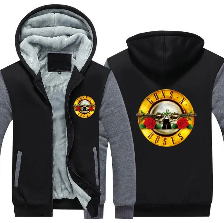 С капюшоном стеганая куртка свитшоты Guns N Roses N 'Roses и новые пять-Di мужской sial свитшот-худи, толстовки - Цвет: Темно-серый