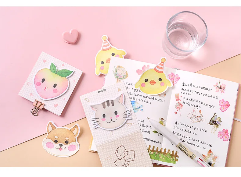 Kawaii Fat Doodle серии кошка персик динозавр N Times Набор стикеров для заметок страница Флаг Закладка Школа Офис Канцелярские Принадлежности