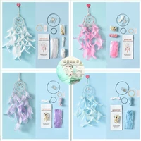 handmade wind chimes hanging decorations of dream catchers kit for kids wall bedroom christmas room with 2m string lights