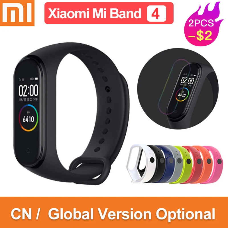 Глобальная версия оригинал xiaomi mi band 4 цвета экран 2019 новейший музыкальный умный
