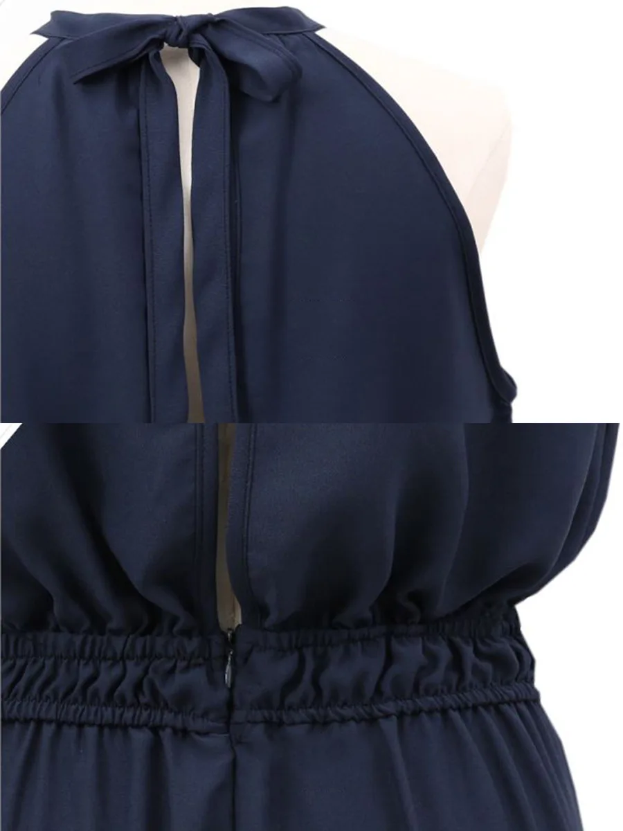 

Europe And The United States Summer New Extra Size Fat MM High Waist Wide Leg Pants Slimmer Round Neck Sleeveless Jumpsuit