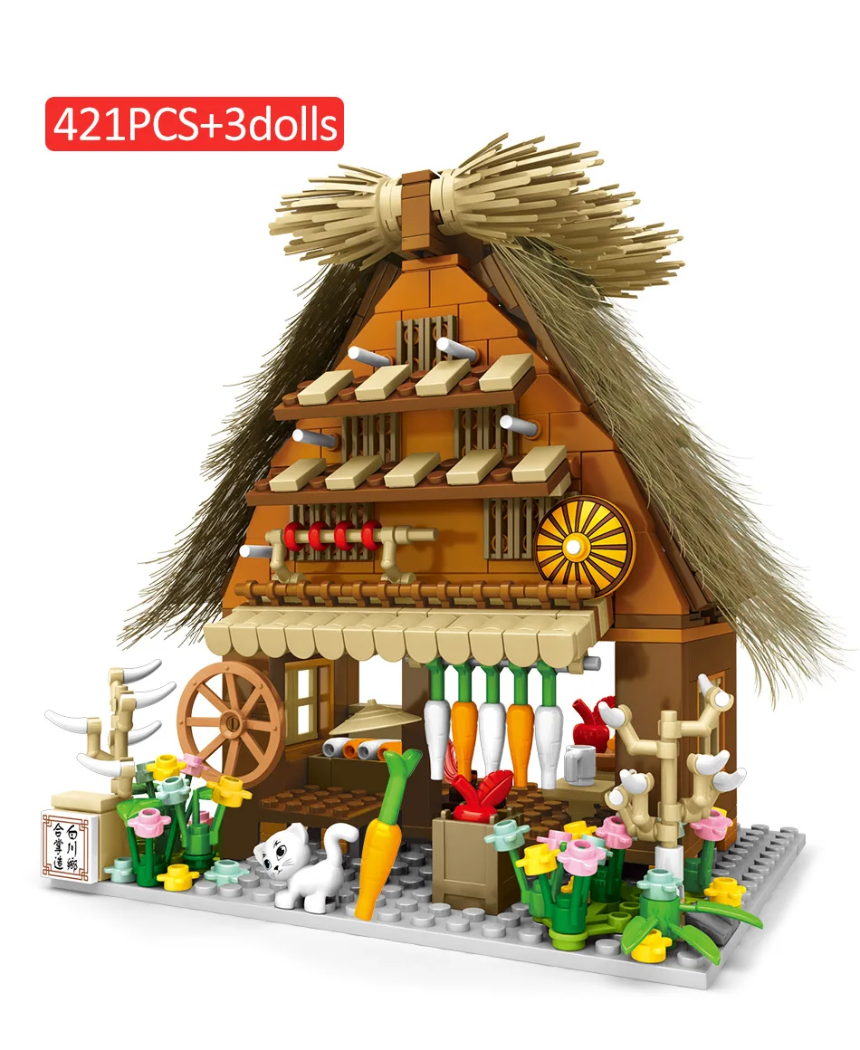 

Конструктор Sembo, архитектура японского города, улица Сакура, вид, дом Shirakawago, строительные блоки, магазин кирпичей, подходит для мини-фигурок ...