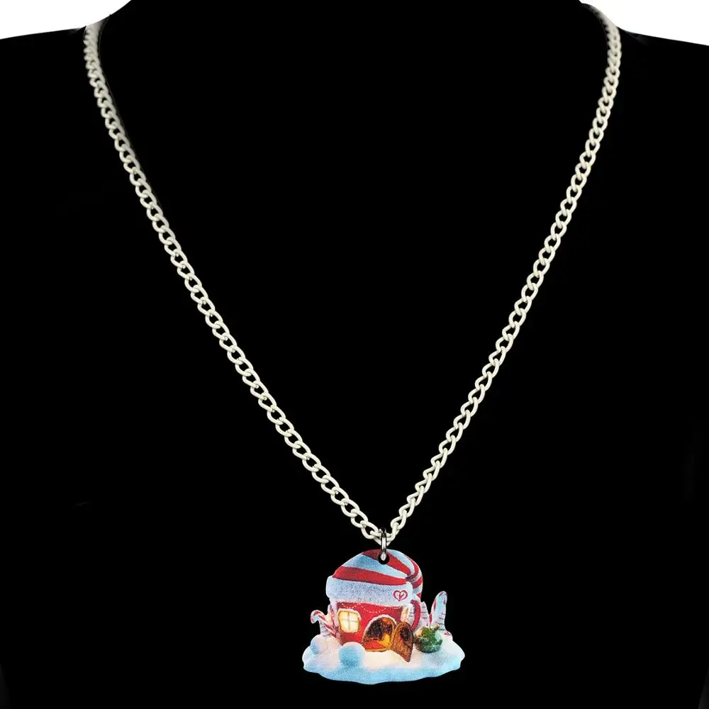 Bonsny Acrylic Christmas Anime Snow House Castle Jewelry Sets Necklace Earrings Decoration For Women Girl Teen Kids Gift | Украшения и
