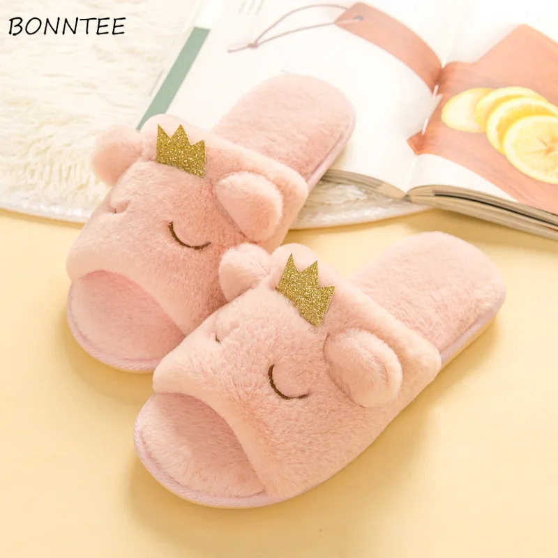 Шлепанцы женские зимние из искусственного кроличьего меха модные теплые