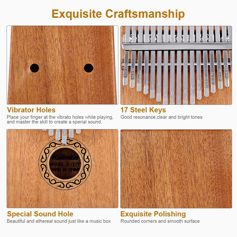 17 клавиш калимба палец фортепиано музыкальные игрушки с мелодии молоток и