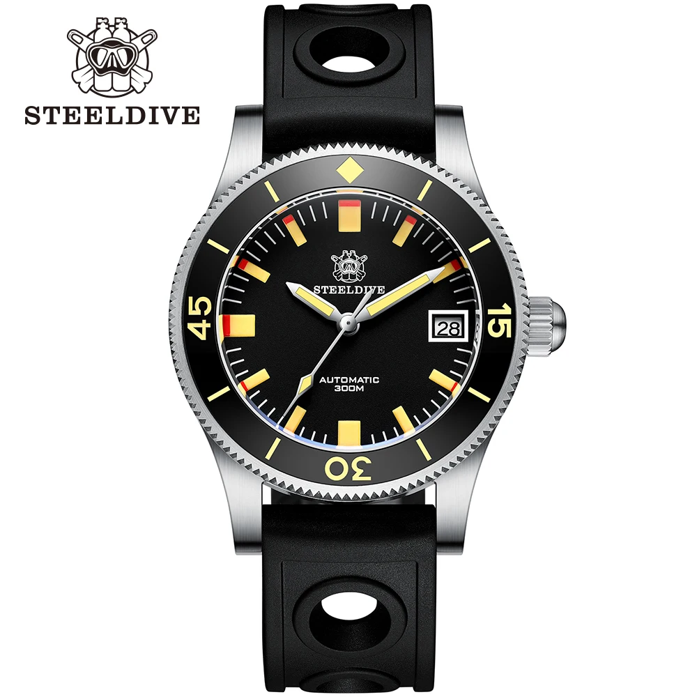 

STEELDIVE Japan Seiko-NH35 Movt Automatic Mechanical Watches Men Ceramic Bezel C3 luminous Sapphire 300M Waterproof Watch SD1952