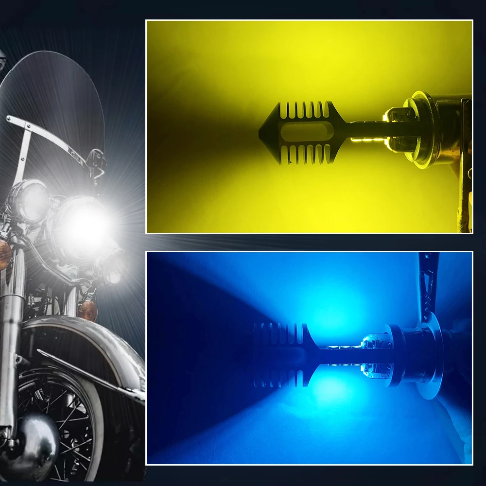 

12LED Motorcycle Headlight Bulb H4 BA20D P15D High And Low Beam Fog Lamp 3030 Chips Highlight Two-Color LED Scooter Accessories