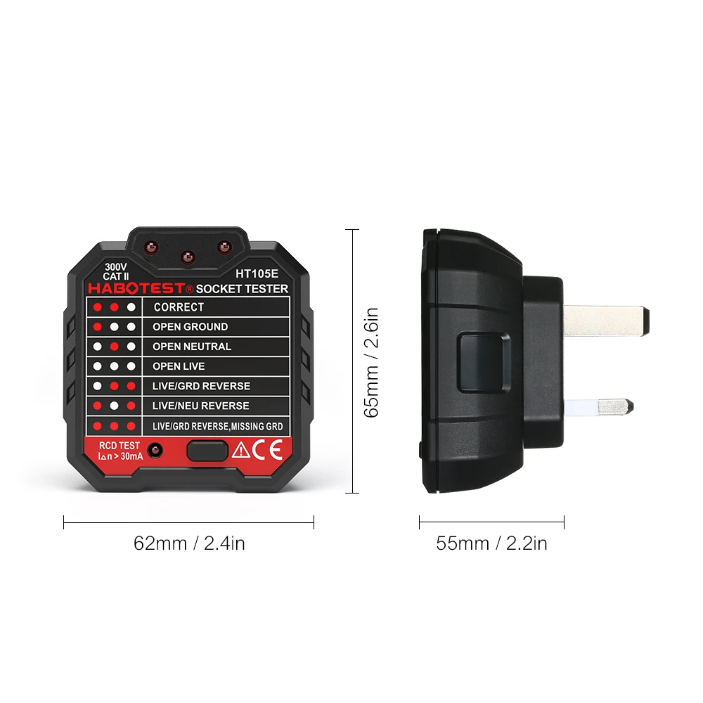 HABO испытательная европейская вилка HT106D электрическая розетка тестер напряжения
