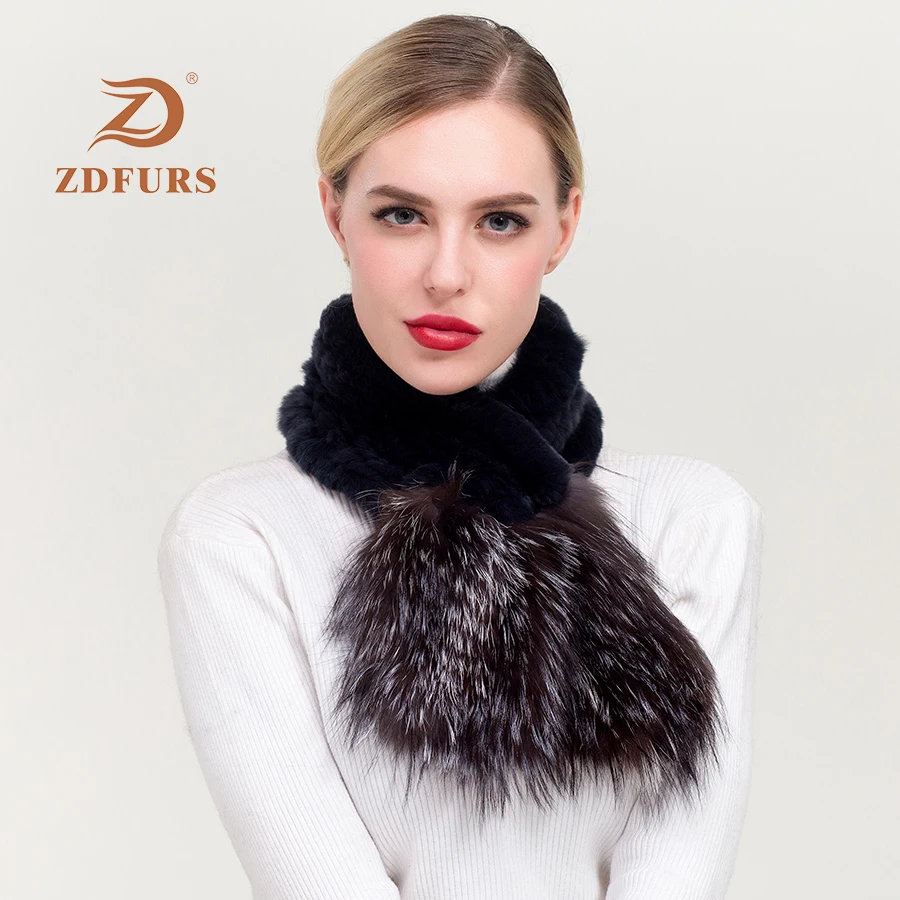 ZDFURS * Новинка 2019 зимние женские ботинки из натуральной шарф меха кролика Рекс