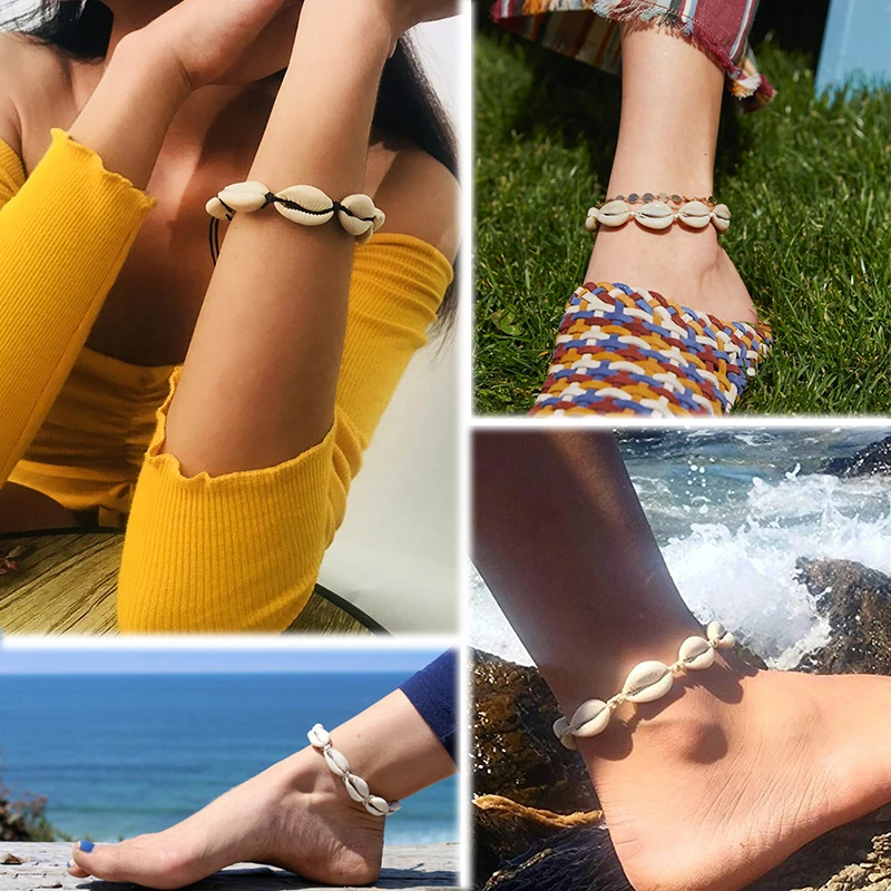 Популярный браслет из натуральной ракушки Cowrie в стиле бохо плетеный веревочный