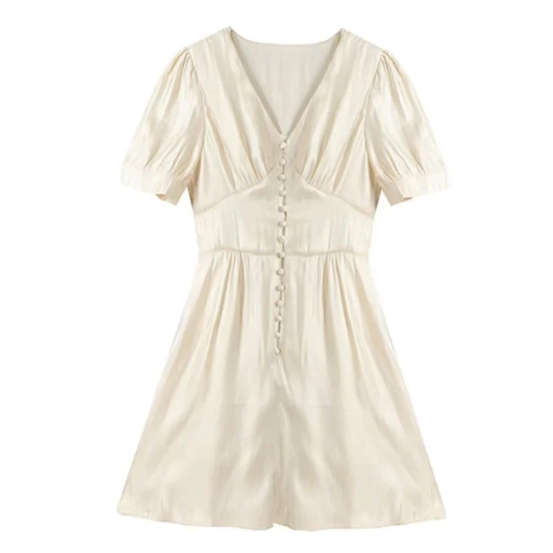 

Sweet Fairy Flesh Beautiful Shirt Dress One Piece Pink Lolita Korean Pleated Dress Woman Sexy Summer A-Line Party Mini Dresses