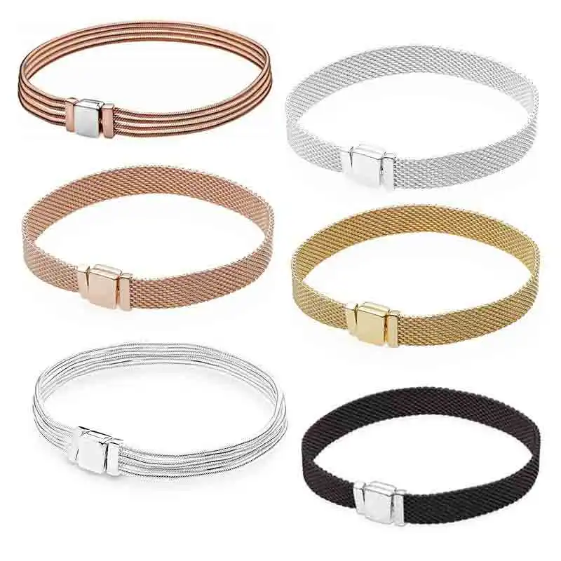 

PDB Reflection RLLEN 925 Silver Original Bracelet Reflective Bracelet Jewelry Women's Mesh Chain High Quality 1:1 Template