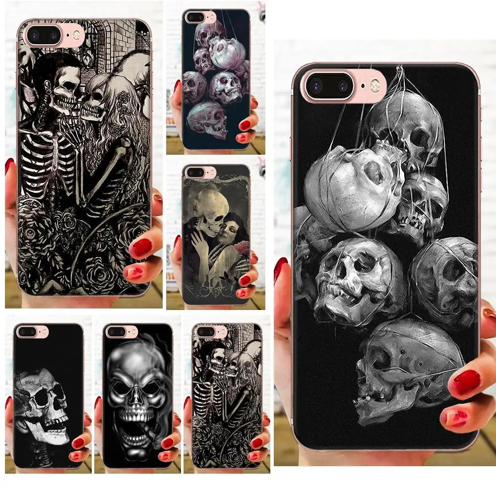 Для Apple iPhone 11 Pro X XS Max XR 4 4s 5 5C 5S SE 6 6S 7 8 Plus высококачественный Роскошный чехол для телефона жуткий череп