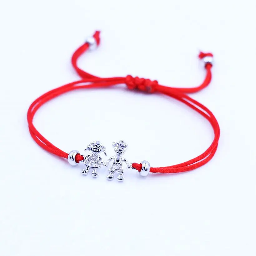 Золотой/Серебряный цвет микро CZ семья маленькие мальчики девочки Красная Нить