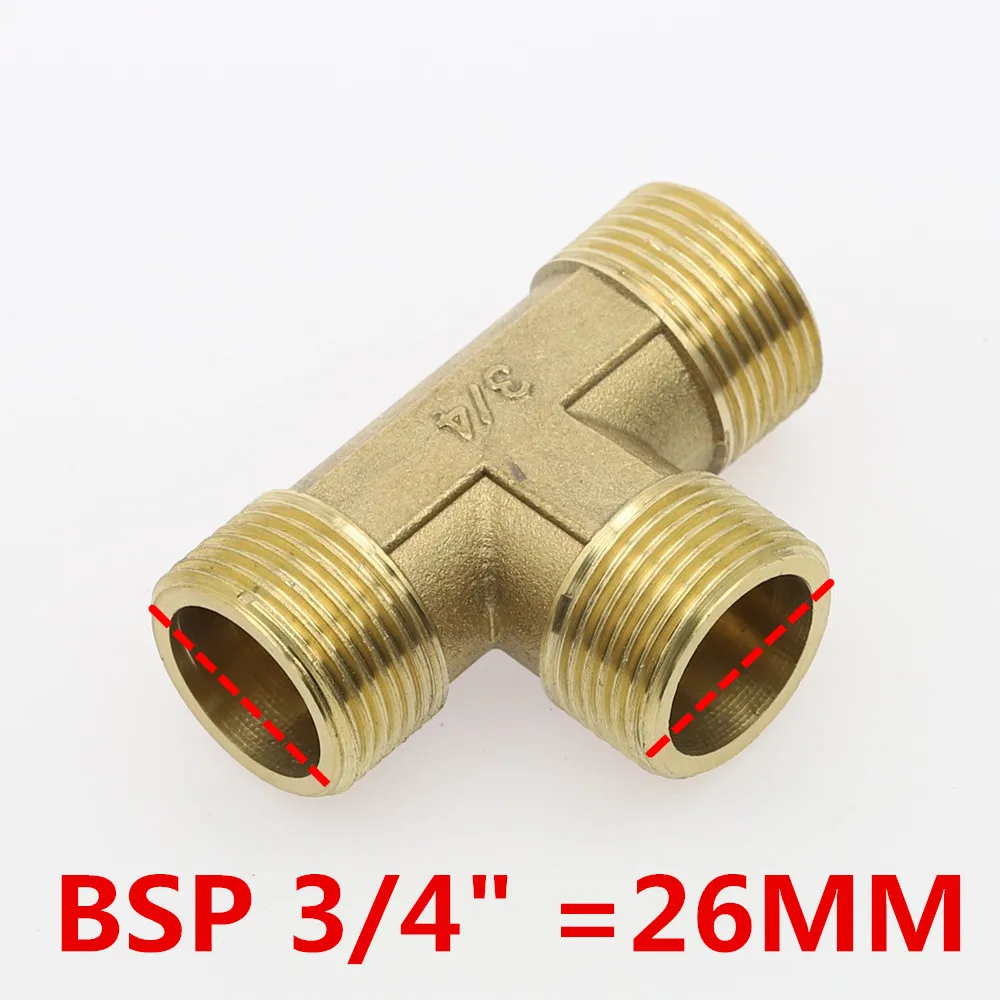 1 шт. 1/" 1/4" 3/" 1/2" BSP мужской тип тройника с резьбой 3 пути латунные фитинги для труб адаптер соединитель для воды - Цвет: 06 Male