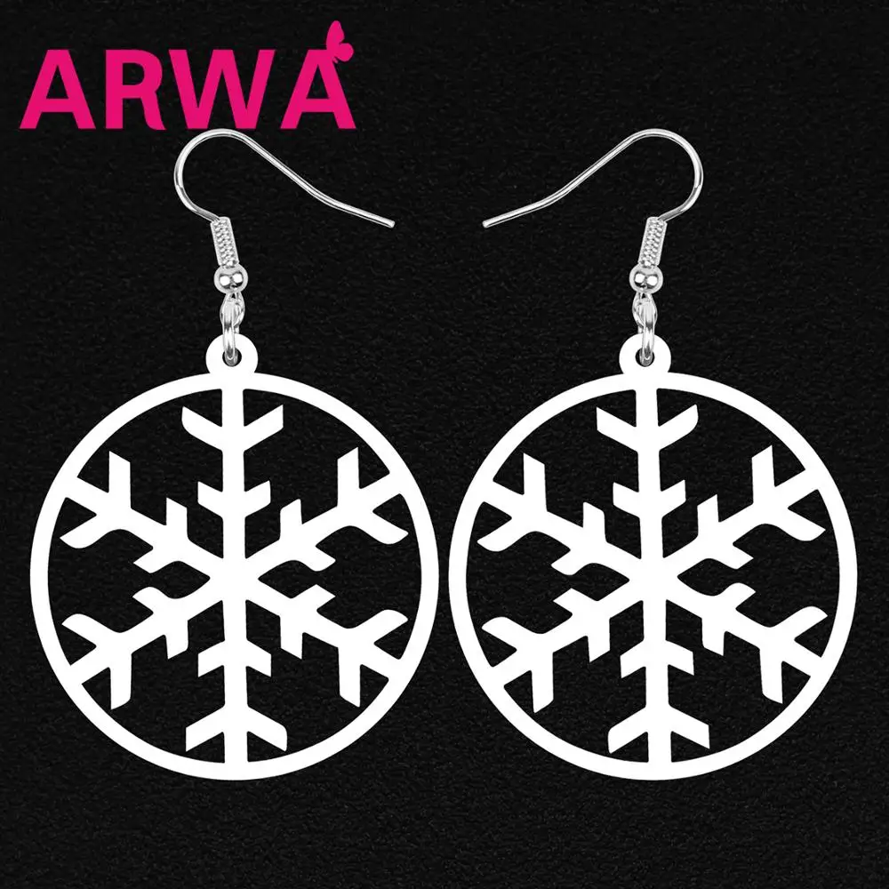 Акриловые большие круглые полые рождественские серьги ARWA в виде снежинок