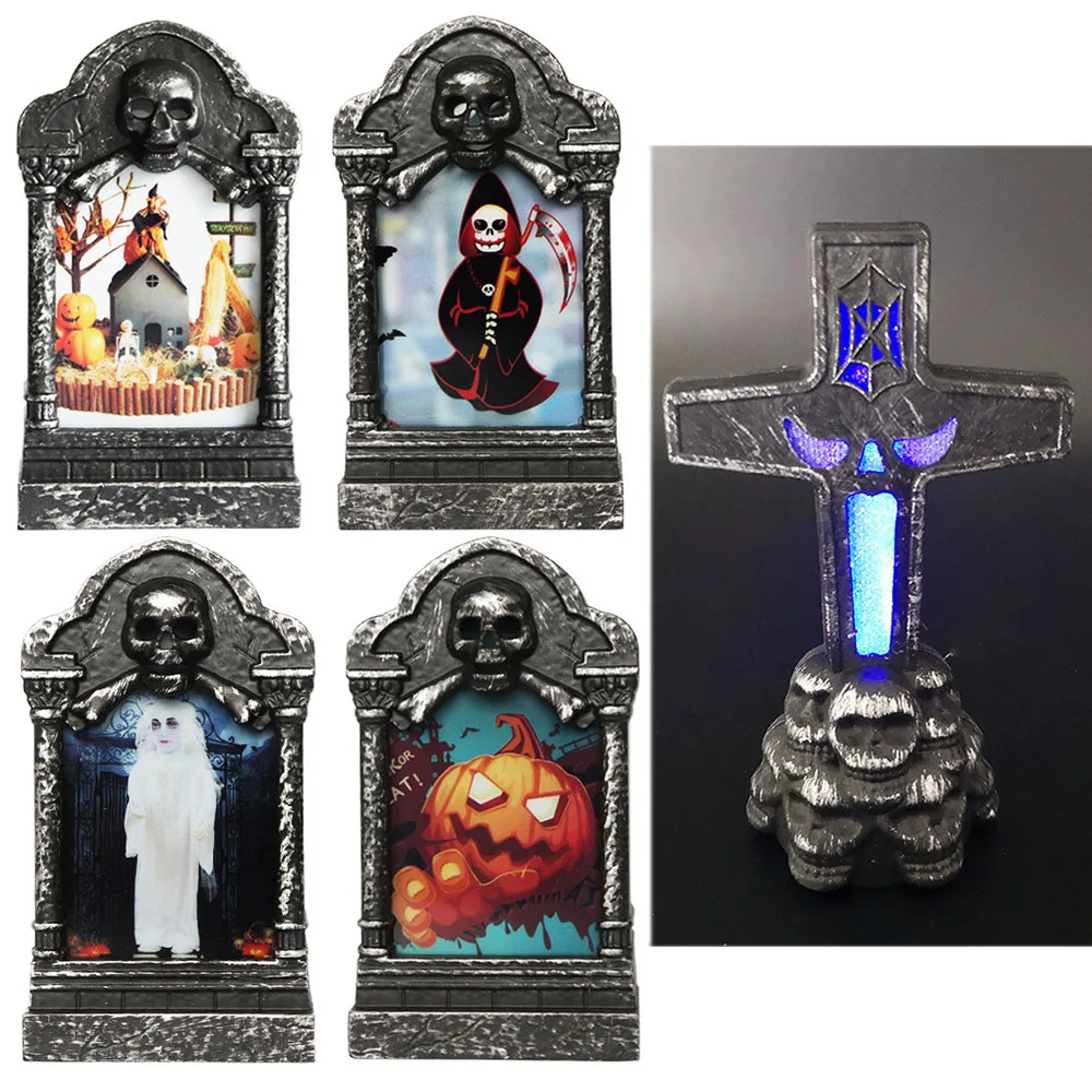 Хэллоуин надгробная лампа светодиодный фонарь скелет ведьма призрак мрачный