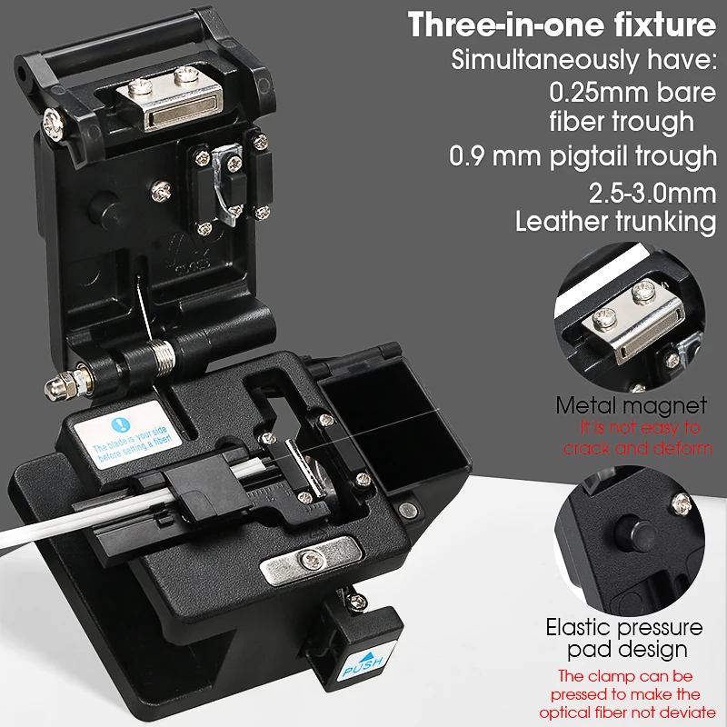 COMPTYCO AUA-71S High Precision Fiber Cleaver FTTT Fiber Cable Cutting Tools Fiber Cutter 16 Surface Blade With Waste Fiber Box