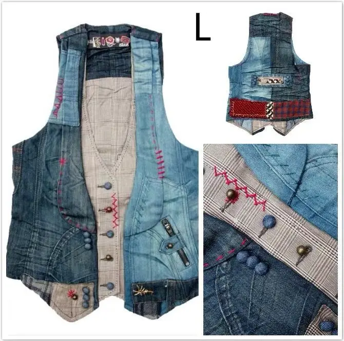2021 Новые Модные Этнические джинсовые жилеты desigual в стиле ретро с асимметричными