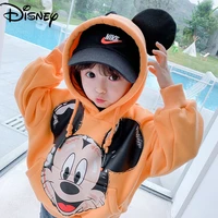 disney fashionable comfortable soft fabric hooded sweater simple cute cartoon printed mickey casual kids sportswear