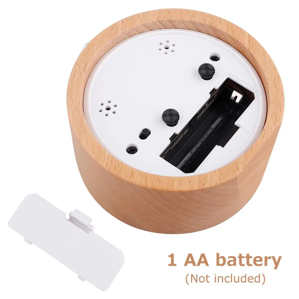 

Handmade Classic Small Round Wood Silent Light Desk Alarm Clock With Desk Lamp for Home dropshipping